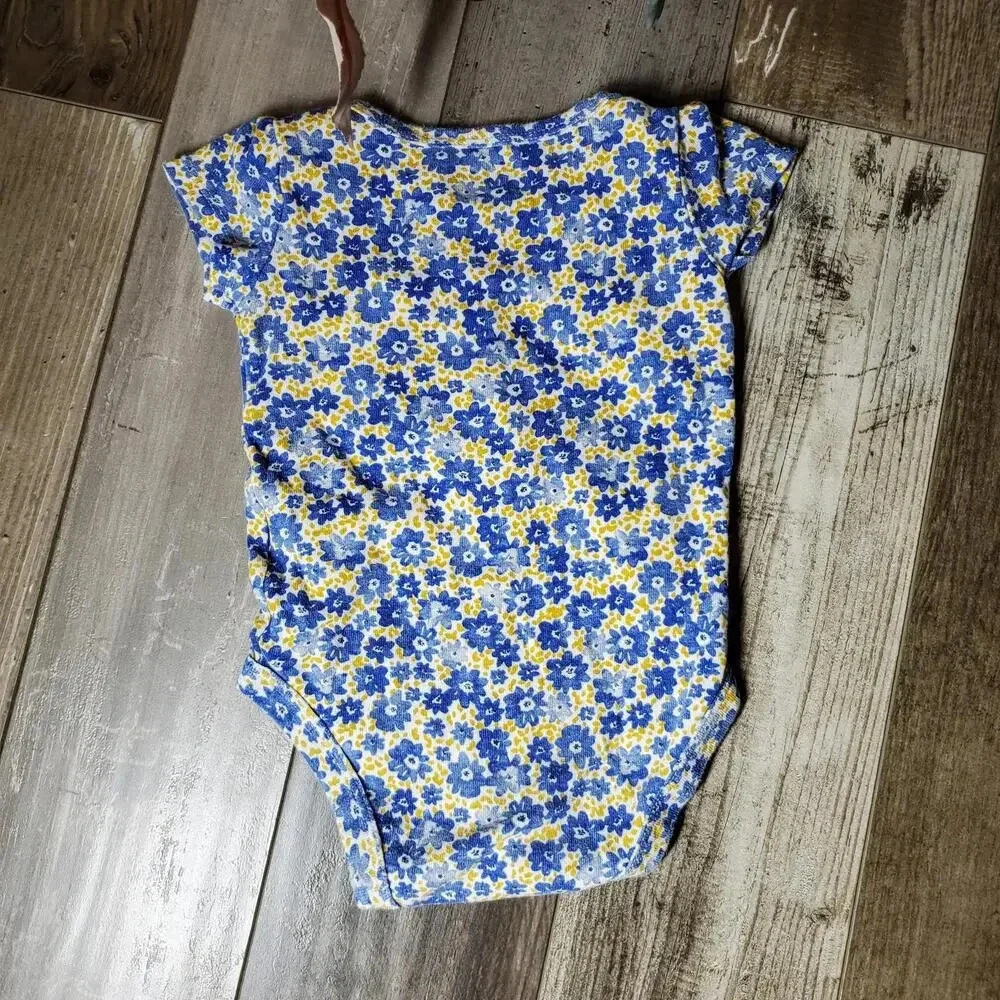 Carter's Baby Girl Blue and Yellow Floral Top Bodysuit 100% Cotton Size 9M NWOT